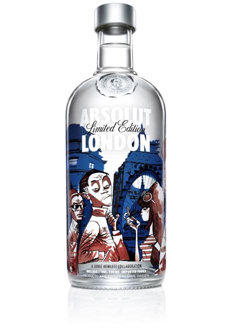 absolut vodka limited edition london bottle  jamie hewlett extravaganzi