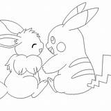 Eevee Coloring Chibi Pikachu sketch template