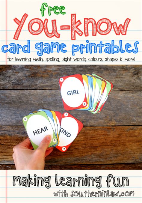 southern  law  printable   card game   learning fun