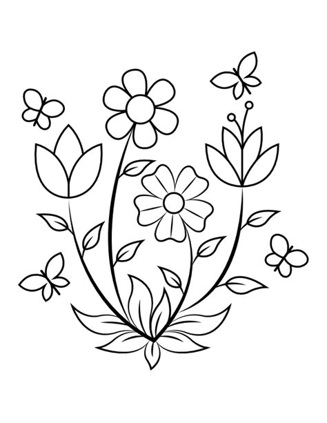 printable flowers  butterflies coloring page