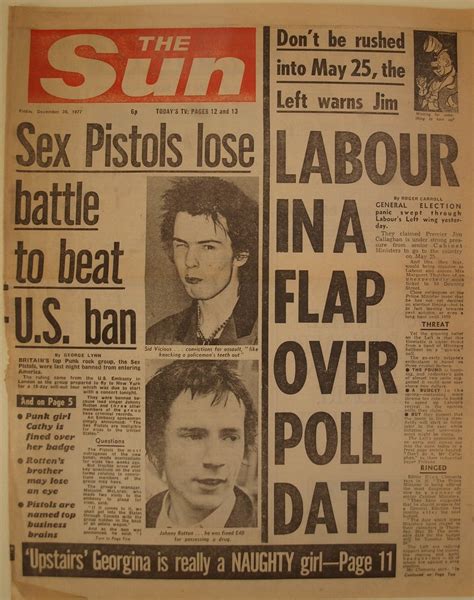 sex pistols banned from u s a the sun newspaper 1977 a