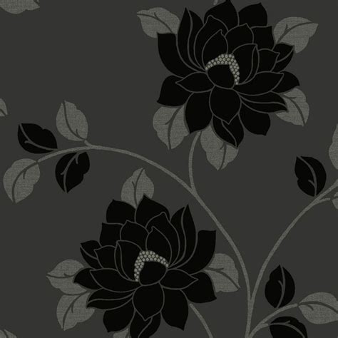 lola black floral wallpaper departments diy  bq black floral wallpaper floral