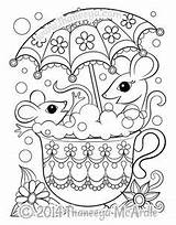 Coloring Pages Tea Teacup Printable Set 60s Book Adult Mice Cute Kids Cup Thaneeya Books Adults Kleurplaten Colouring Animal Mcardle sketch template