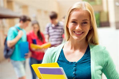 female students outdoors   friends stock photo image