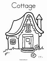 Cottage Coloring Pages House Drawing Printable Kids Color Outline Twistynoodle sketch template