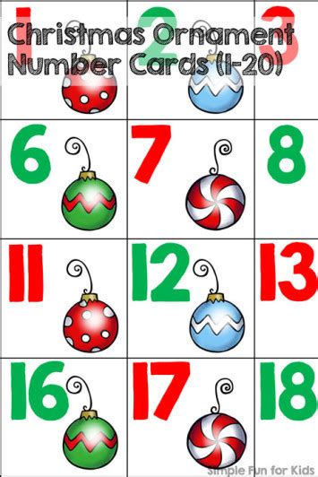 christmas countdown day  christmas ornament number cards