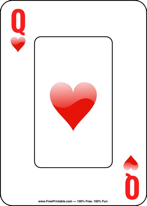 customize   printable queen  hearts playing card