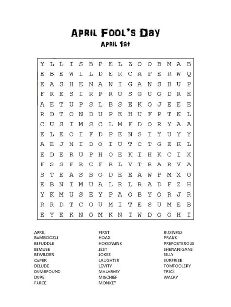 april word search activity    images printable games