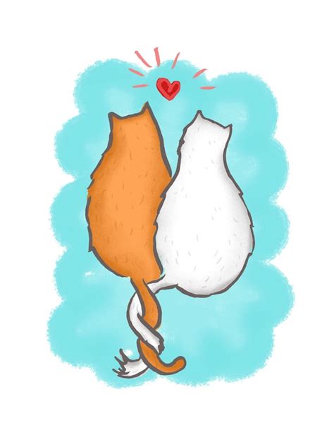 items similar  love cats illustration art print  etsy