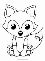 Fox Coloring Pages Baby Printable Kids Animal sketch template