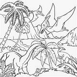 Coloring Landscape Dinosaur Drawing Scenery Kids Color Pages Dinosaurs Desert Pteranodon Printable Forest Natural Children Nature Scene Cliparts Gigantic Tropical sketch template