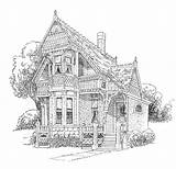 Coloring Pages Victorian Lang Adult Mansion House Colouring Houses Printable William Adults Ausmalbilder Häuser Drawings Ausmalen Erwachsene Kids History Color sketch template