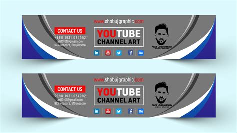 youtube channel art design  flat style template