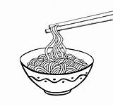 Noodle Bowl Drawing Noodles Chopstick Doodle Vector Hand Stick Clip Template Illustration Coloring Sketch sketch template