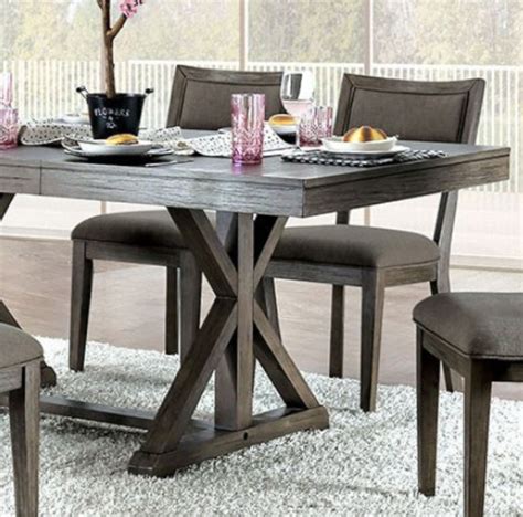 leeds gray wood extendable dining table