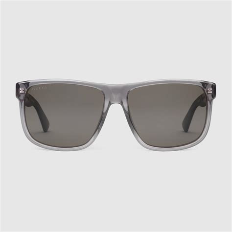 lyst gucci square frame acetate sunglasses in gray for men