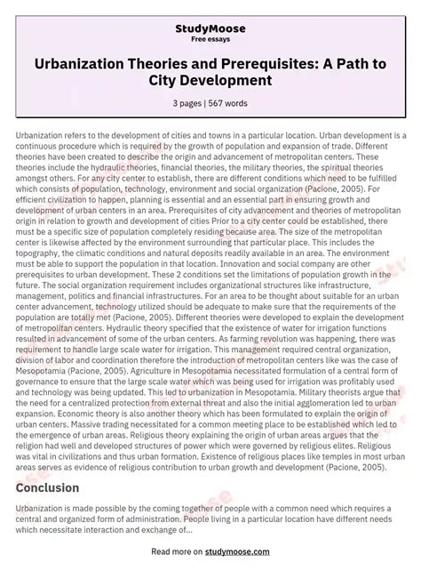 urbanization theories  prerequisites  path  city development