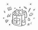 Backpack Cat Coloring Coloringcrew sketch template