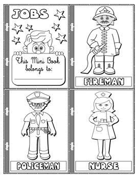 jobs  occupations colouring mini book  pages step  step