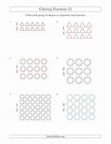 Fractions Math Represent Shapes Groups Coloring Worksheet sketch template