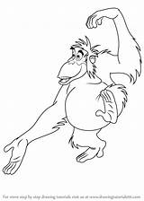 Jungle Louie King Book Draw Drawing Coloring Drawingtutorials101 Disney Cartoon Pages Character Printable Step Orangutan Drawings Tattoo Movies Tutorial Tutorials sketch template