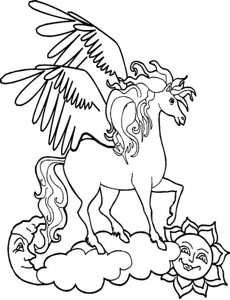 Unicorn Standing On Cloud Coloring Page Free Printable Coloring Pages