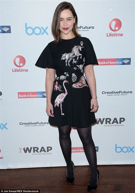 game of thrones emilia clarke wears quirky black dress at