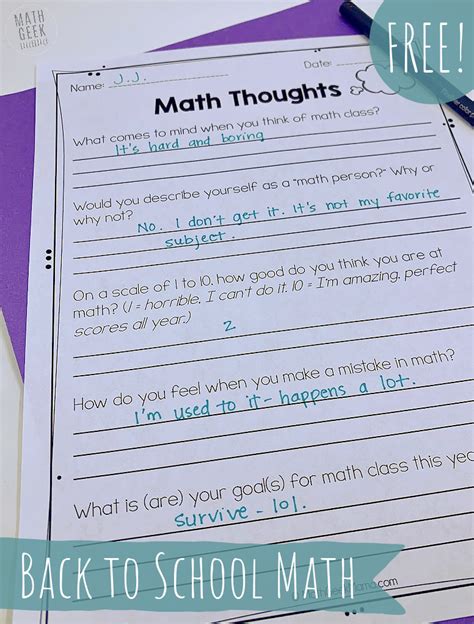 math mindset reflection pages  math geek mama