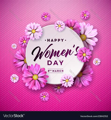 march happy womens day floral greeting card vector image