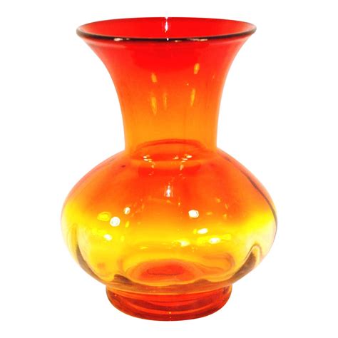 Mid Century Blenko Tangerine Art Glass Vase Chairish