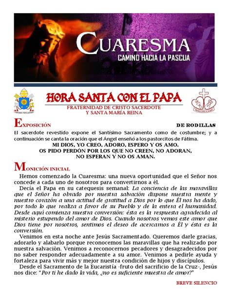 Hora Santa Con El Papa La Cuaresma Eucaristía Oración