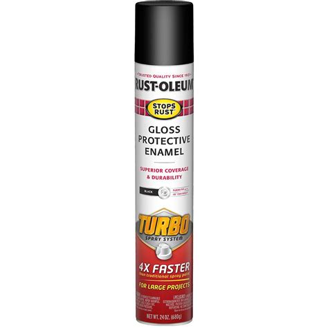 rust oleum stops rust  oz turbo spray system gloss black spray paint