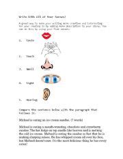 english worksheets  sensory details