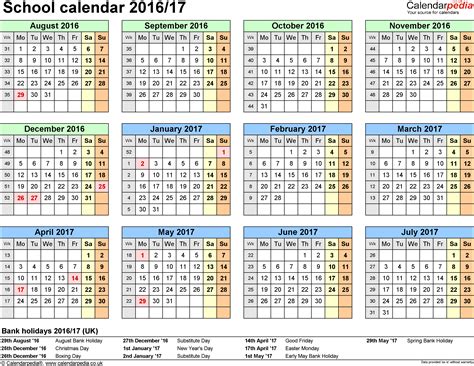 school calendars 2016 17 uk free printable excel templates