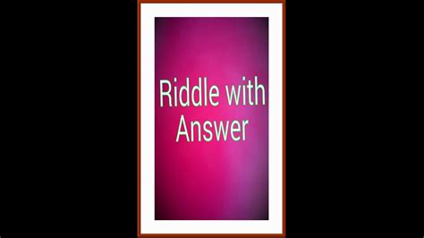 hard riddle with answer youtube