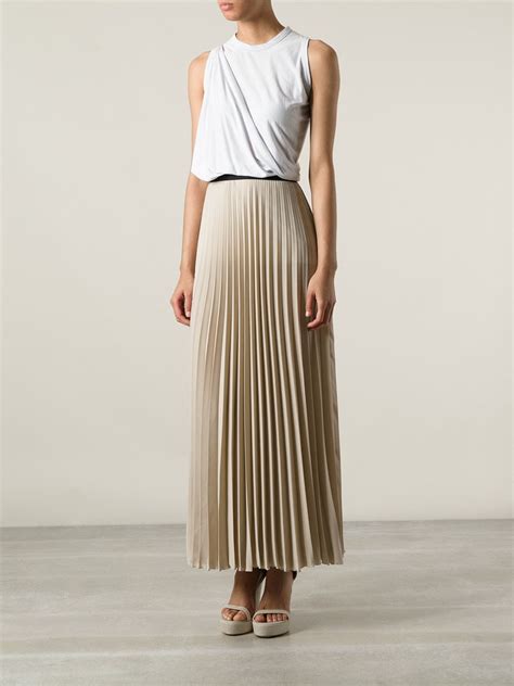 parosh long pleated skirt  natural lyst