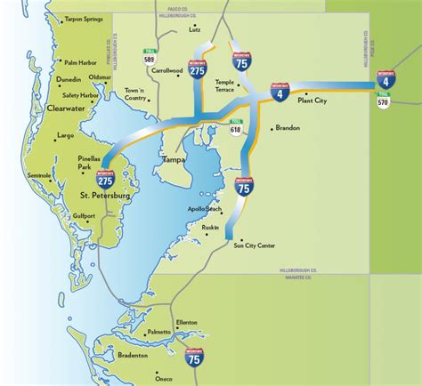 map  florida showing tampa  clearwater  printable maps