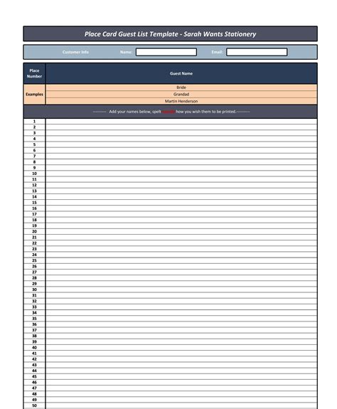 printable guest list templates   printabletemplates