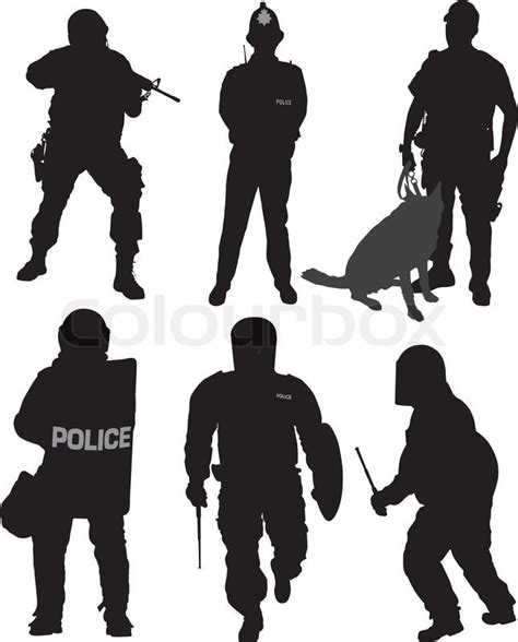 policeman silhouette on white background stock vector