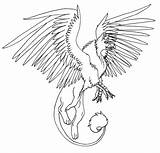 Griffin Coloring Gryphon Printable Drawing Drawings sketch template