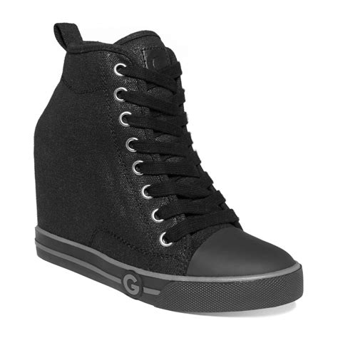 lyst   guess womens majestey wedge high top sneakers  black