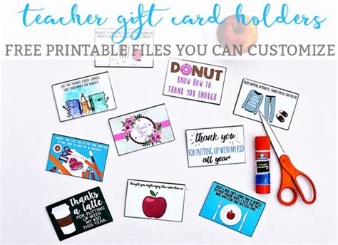 printable teacher gift card holders