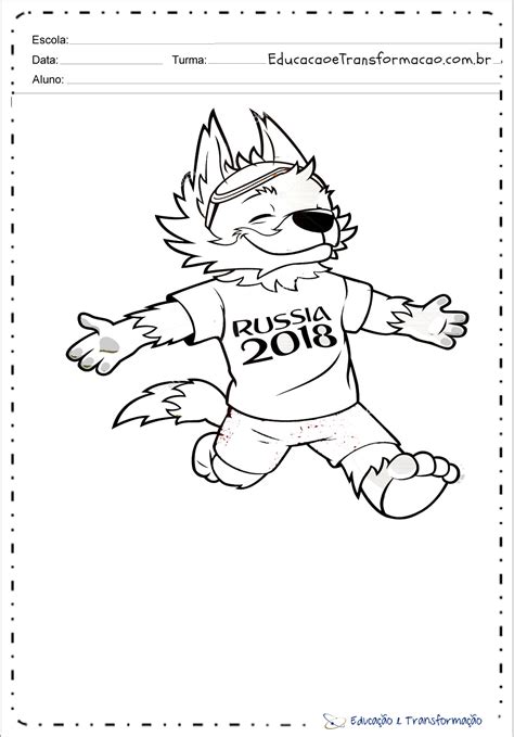 desenhos para colorir copa do mundo 2018 mascote russia educação e transformação