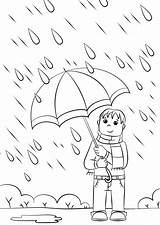 Rain Coloring Pages Kids Boy sketch template