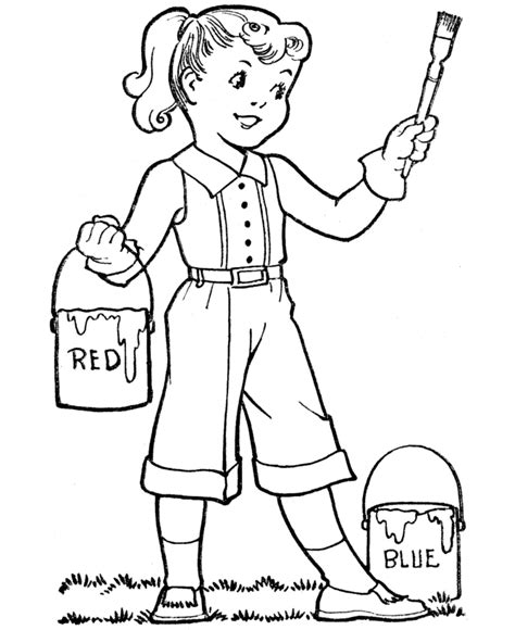 bluebonkers girl coloring pages painter girl  printable kids