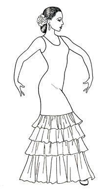 coloring page  art   flamenco costume dancer drawing