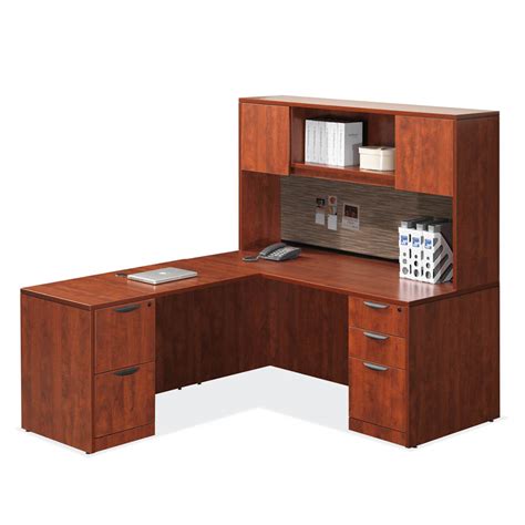 Laminate L Shaped Desk With Hutch 8 Colors Mcaleers Office