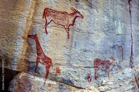 Rock Art Painting In Tsodilo Hills Botswana Paintings Are Attributed