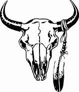 Skull Drawings Bull Library Clipart Feather sketch template