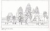 Angkor Wat Sketch Temple Cambodia Coloring Colouring Pages Botanical Siem Reap Template Paintingvalley Sketching Holiday sketch template